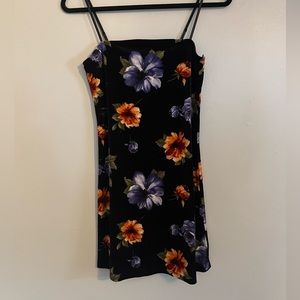 Forever 21, Black Velvet Dress with Flowers. Size: Med